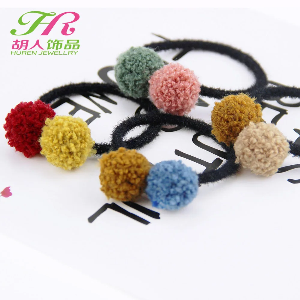 Милая резинка для волос с помпоном маленьких девочек эластичная лента детей