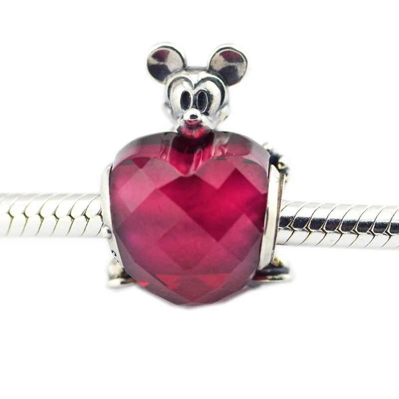 CKK серебро 925 ювелирные изделия Подходит Pandora Браслеты красный Микки Любовь