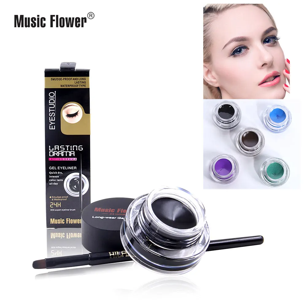 Music Flower подводка водостойкая гелевая для век макияж косметический гель