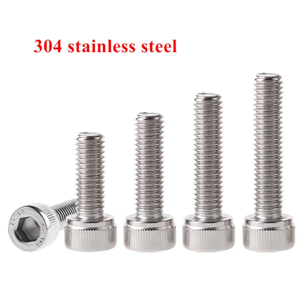 304 stainless steel M1.6 M2 M2.5 M3 M4 M5 M6 Винт с шестигранной головкой 304 A2 из нержавеющей стали черный класс 12,9 Шестигранная головка с шестигранной головкой - Цвет: 304 stainless steel