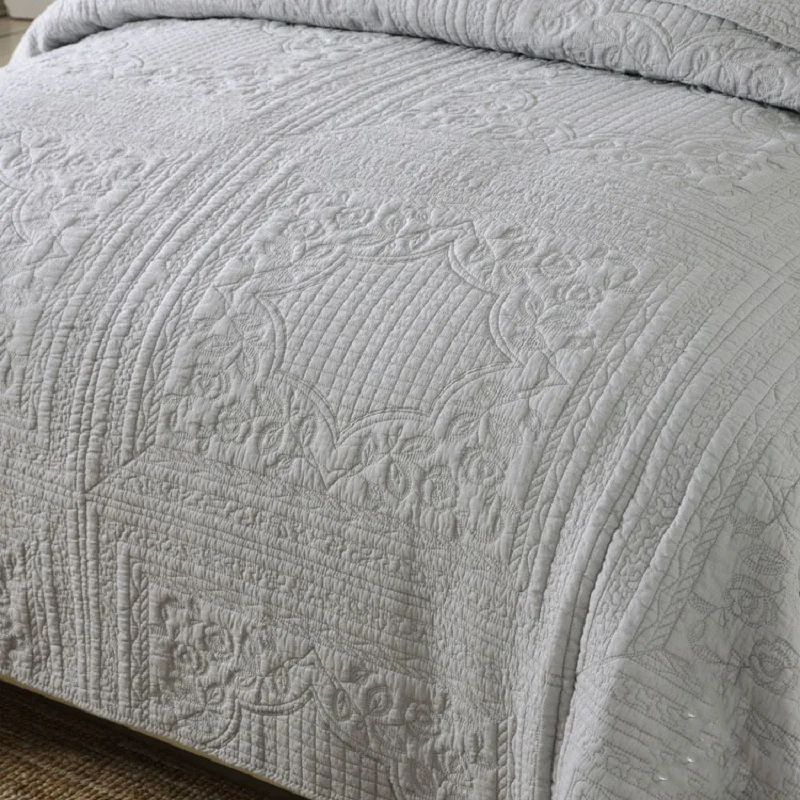Комплект серого одеяла CHAUSUB из промытого хлопка 3 шт. Вышитое одеяло постельное