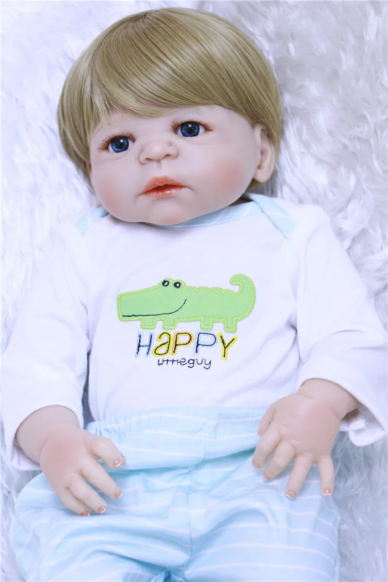 DollMai 22&quot full body silicone reborn dolls newborn baby fashion gift blond hair girl boy bebe alive bonecas | Игрушки и хобби