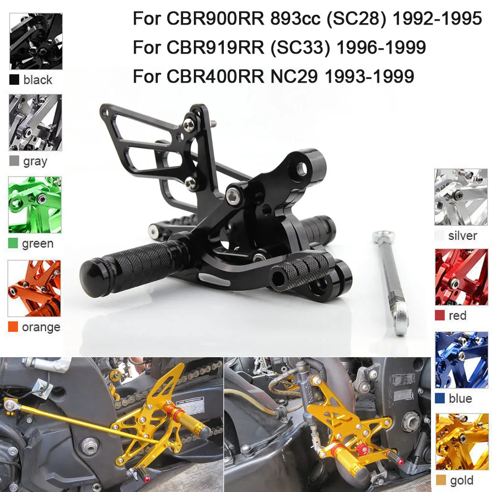 Алюминиевые настраиваемые задние колышки CNC для Honda CBR900RR 893cc CBR919RR SC33 CBR400RR