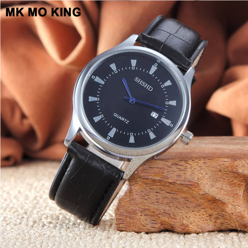 2019 relogio masculino часы Мужская мода Спорт Нержавеющая сталь Чехол кожаный ремешок