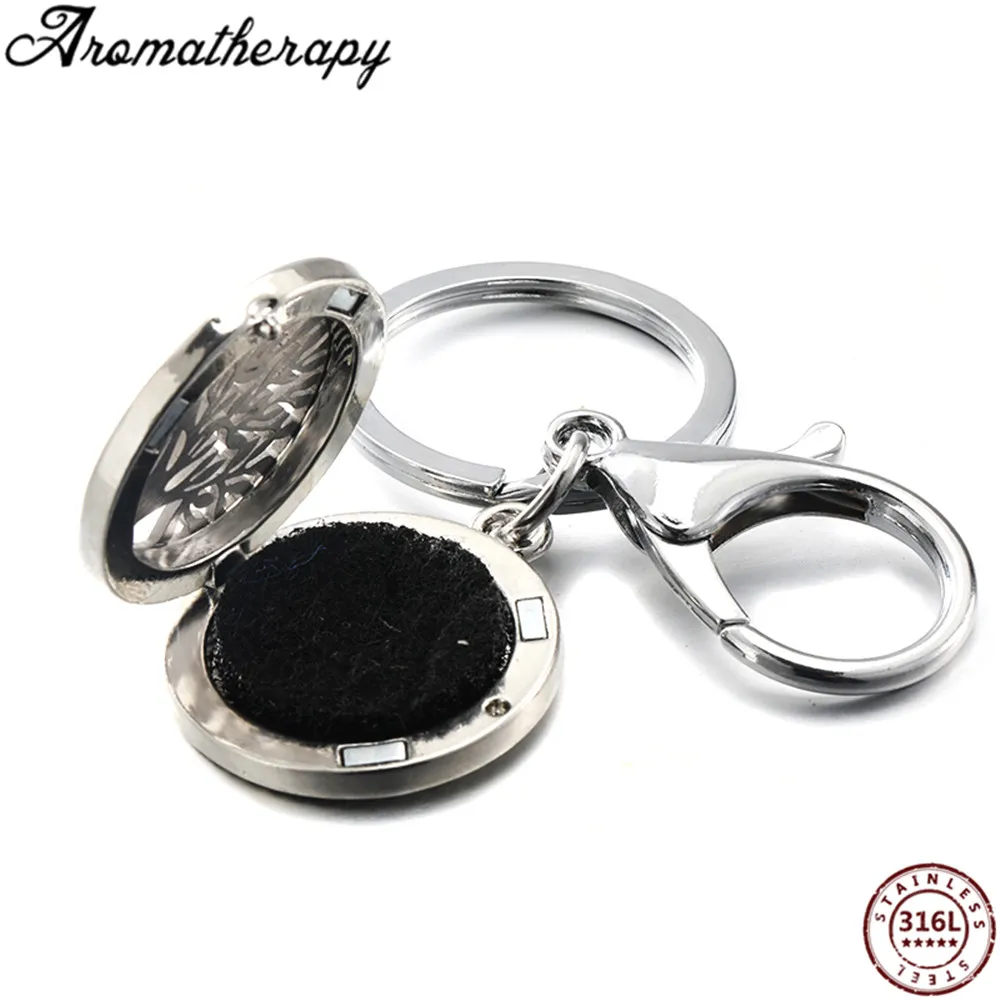Trendy Geometric Portable key chain Essential Oil Diffuser Locket Aromatherapy Stainless Steel Perfume Jewelry For Unisex People | Украшения