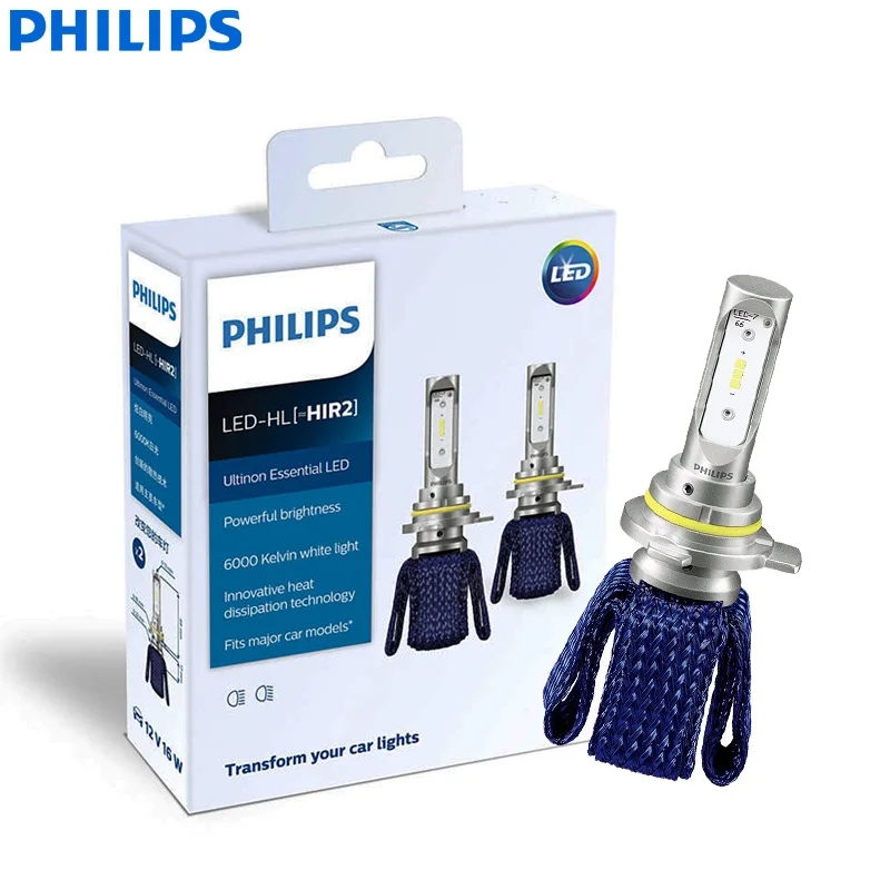 9012(H1R2) Philips Ultinon Эфирное светодиодный H4 H7 H8 H11 H16 HB3 HB4 H1R2 9003 9005 9006 9012 12V UEX2 6000 К авто фары Противотуманные огни(двойная - Испускаемый цвет: 9012(H1R2)
