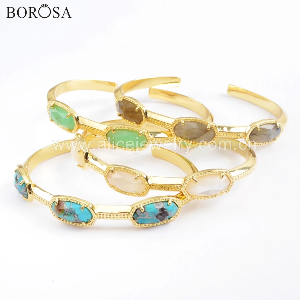 BOROSA 3 шт шестиугольная форма золотой ободок граненый мульти-вид Камень