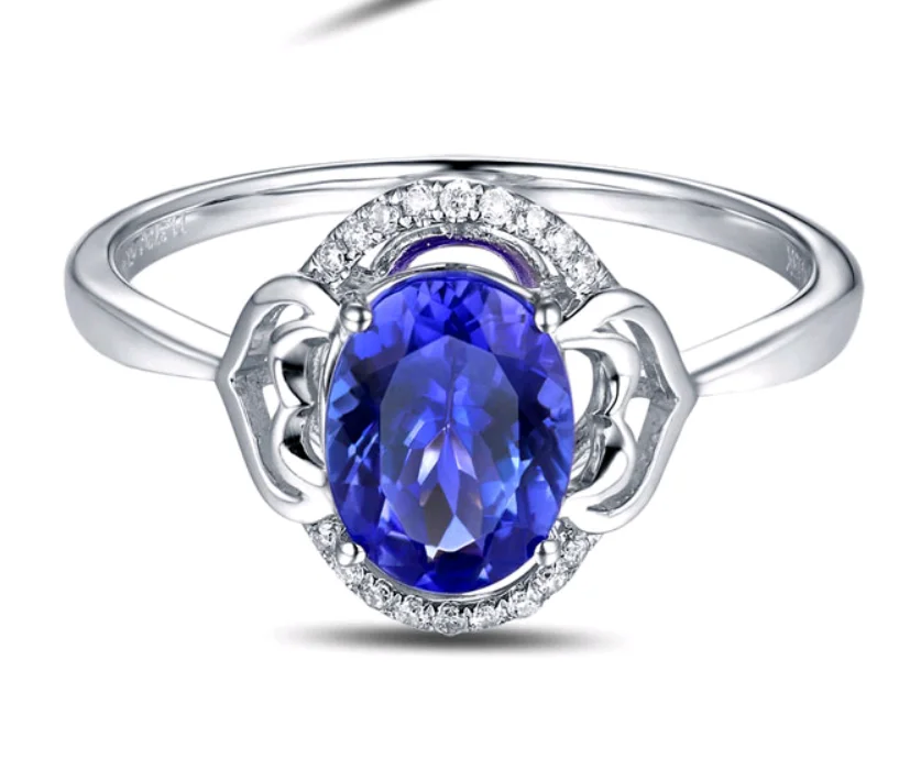 Original 1.6 carat sterling 925 silver flower shape sapphire synthetic diamant ring tanzanite jewelry for women US size (CM) | Украшения и