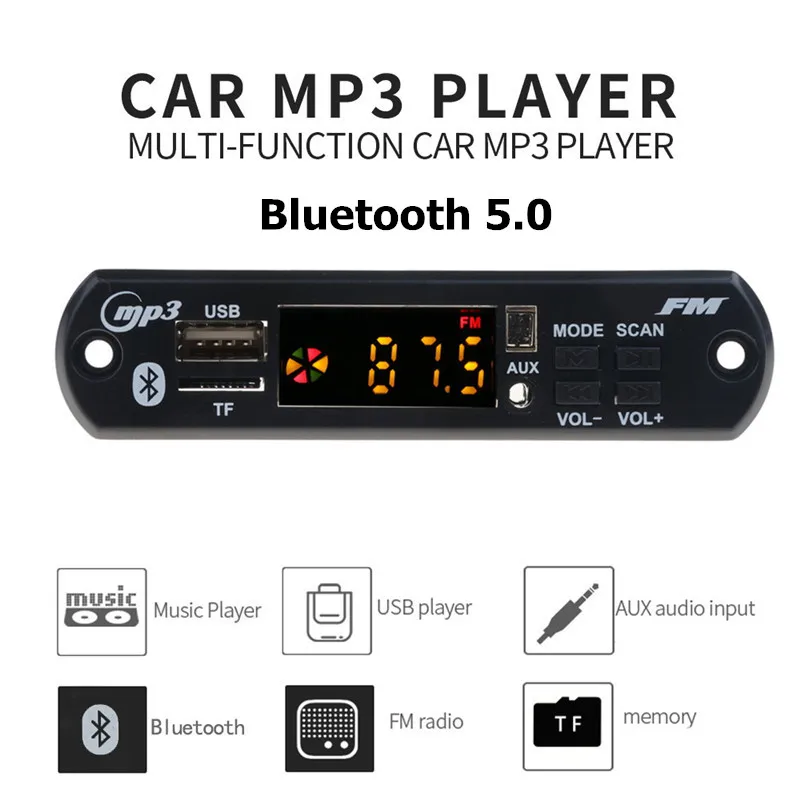 

KEBIDU New Bluetooth5.0 MP3 Decoder Board 5V 12V Audio Module LED Version for Car Music Speaker Car Vehicles MP3 USB FM TF Radio