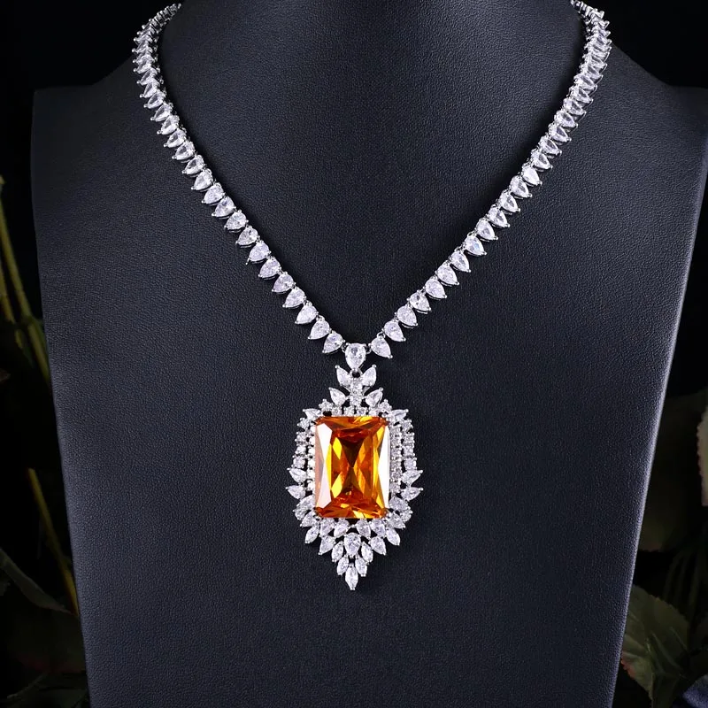 Наборы ювелирных изделий из циркония AAA серьги/ожерелье без никеля по заводской