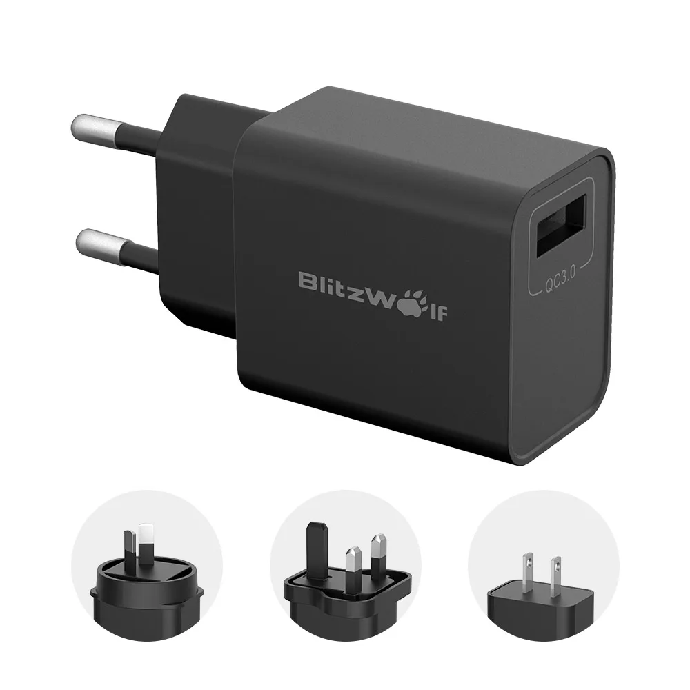 Зарядное устройство BlitzWolf BW S9 18 Вт USB QC3.0 FCP AFC BC1.2 US/EU/AU/UK быстрое зарядное для iPhone