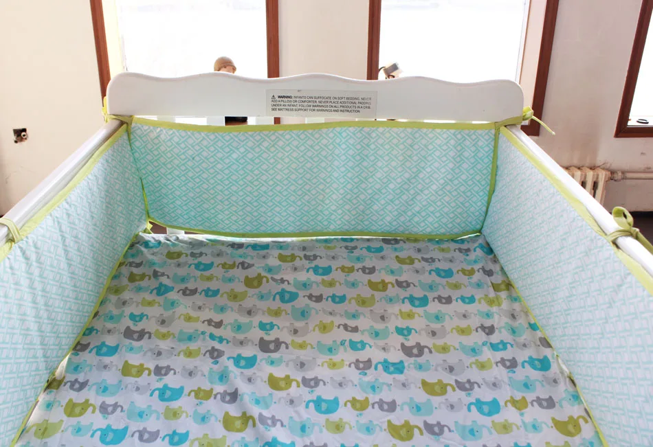 Discount! 7pcs Embroidered Baby Crib Bed Linen Bedding Set Cot Bedclothes include(bumpers+duvet+bed cover+bed skirt) | Мать и ребенок