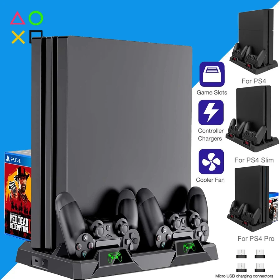 Подставка охлаждающая для PS4/Pro/Slim контроллер с вентилятором зарядное устройство