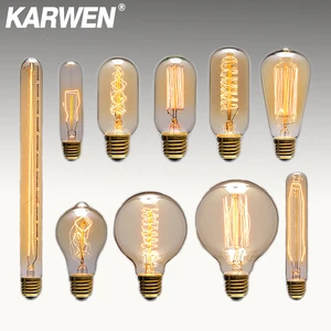 Старинная винтажная лампа Эдисона E27 лампа 40 Вт лампа накаливания ST64 G80 G95 220 В лампа Эдисона для украшения подвесной светильник