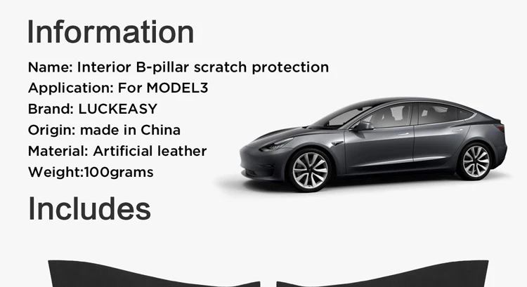 LUCKEASY for Tesla Model 3- Invisible Car door Anti Kick Pad Protection Side Edge Film Protector Stickers