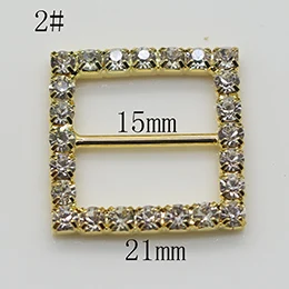 Блестящий Квадрат 10 шт. золотой пряжкой Rhinestone Diamante Лента слайдер Свадебное приглашение украшения пряжки металла кристалл - Цвет: 2