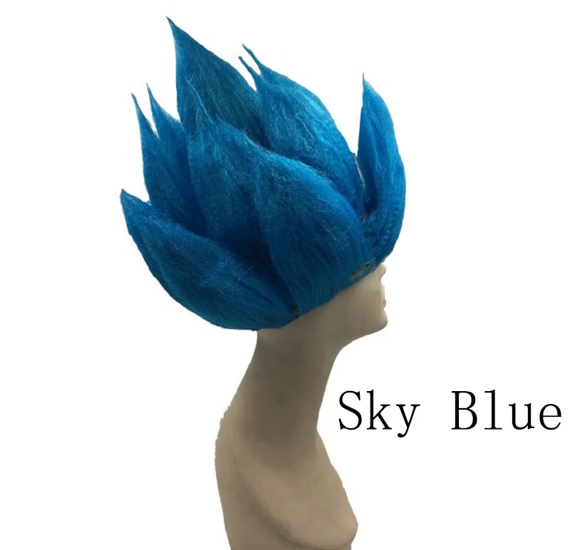 Sky Blue Аниме Драконий жемчуг Гоку косплей парики Супер Saiyan Золотой синий красный черный желтый Peluca парики для женщин мужчин взрослые волосы - Цвет: Sky Blue