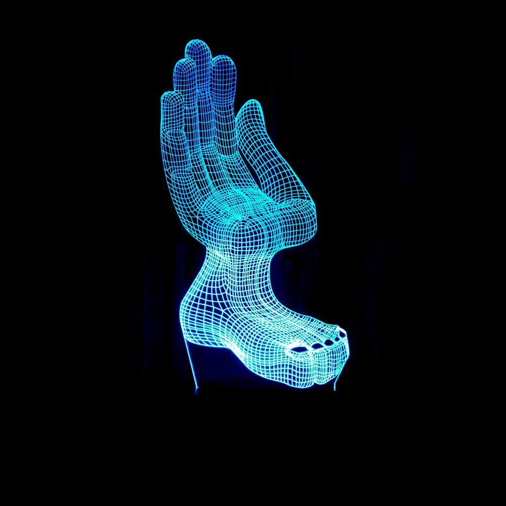 3D Светодиодная лампа для рук и ног 7 цветов сменная USB помещений настольная с