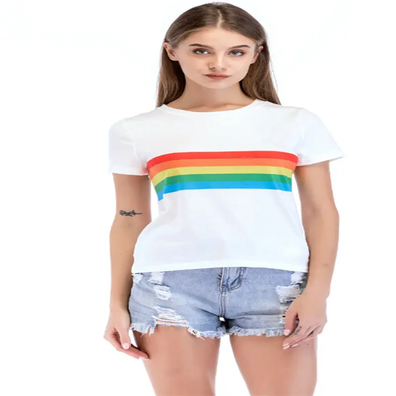2018 Новые Топы Горячая футболки Женская печати Хлопок t shirt рубашка с короткими