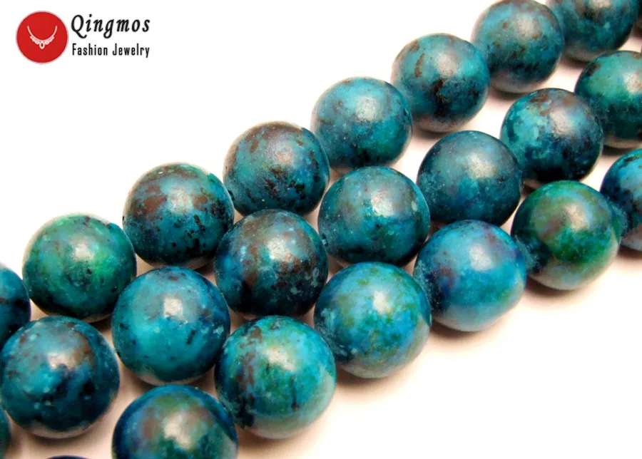 

Qingmos Natural 18mm Round Green Chrysocolla Beads for Jewelry Making DIY Necklace Bracelet Earring 15" los67 Free Shipping