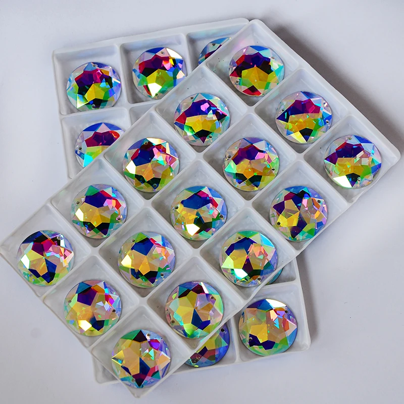 2006TH Пришить круглые стразы большие искрящегося цвета Кристалл aб гранями с