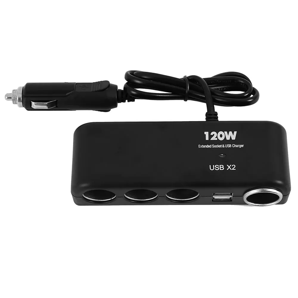 ABS 4 Way 12V 24V Мульти разветвитель автомобильного прикуривателя USB зарядное устройство адаптер Черный Авто внутренние части