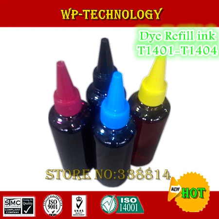 [Краситель] совместимый Заправляемый чернильный костюм для Epson T1401 T1404 Workforce
