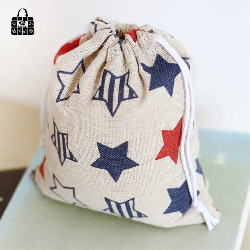 1 шт. хлопковый льняной тканевый мешок для сбора пыли с принтом звезды дорожная