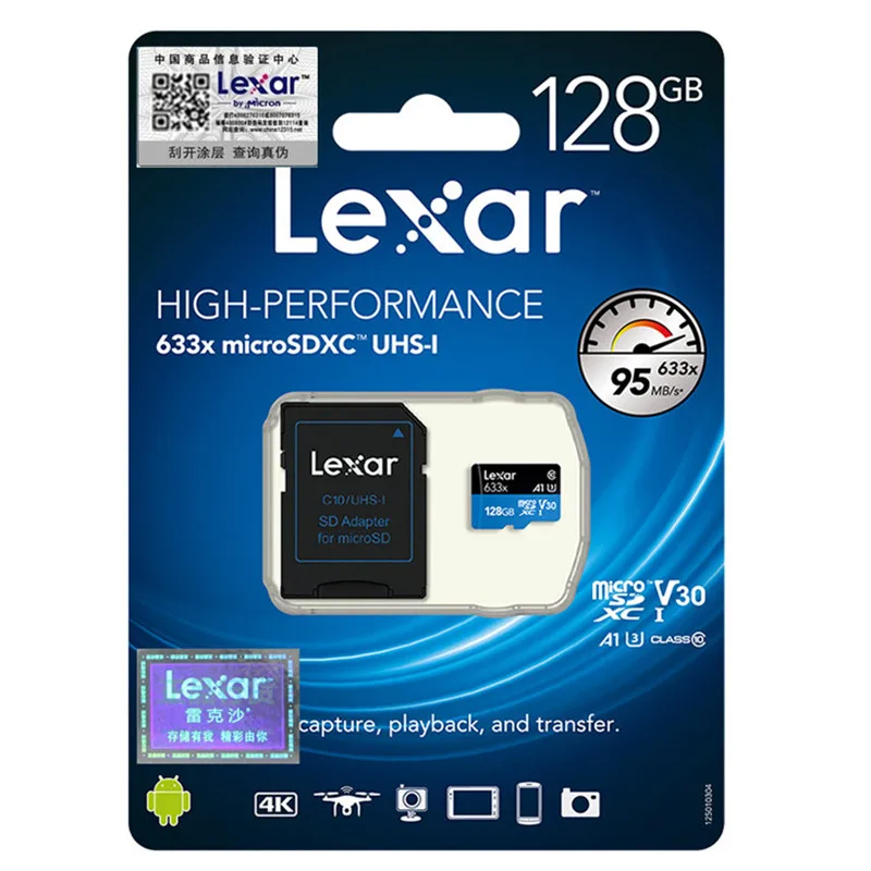 Акция! 16 ГБ 32 карта памяти Lexar Micro SD SDHC высокоскоростная 64 128 SDXC TF Class10 633X 95 м/с|Карты