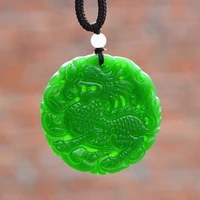 drop shipping green hetian nephrite pendant carved chinese dragon unicorn pendant necklace gift for mens jades jewelry
