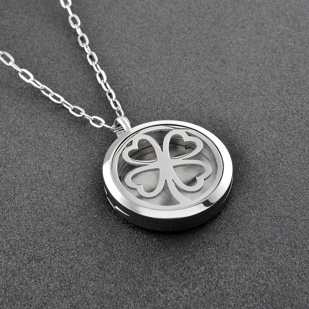 IJD0174 Lucky Clover Essential Oil Diffuser Necklace Aromatherapy Locket Magnetic Closure Pendant Jewelry for Boys Kids | Украшения и