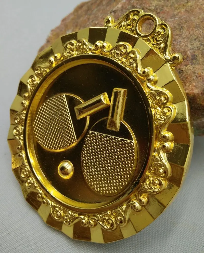 Медаль для настольного тенниса школьный спорт двойной цвет золотой металлик и