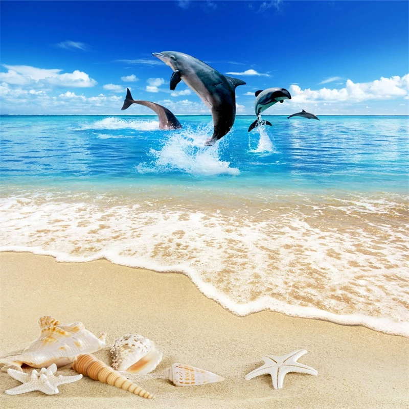 beibehang dolphin beach 3D Custom papel de parede mural wallpaper wear nonslip waterproof thickened self-adhesive PVC wall paper |