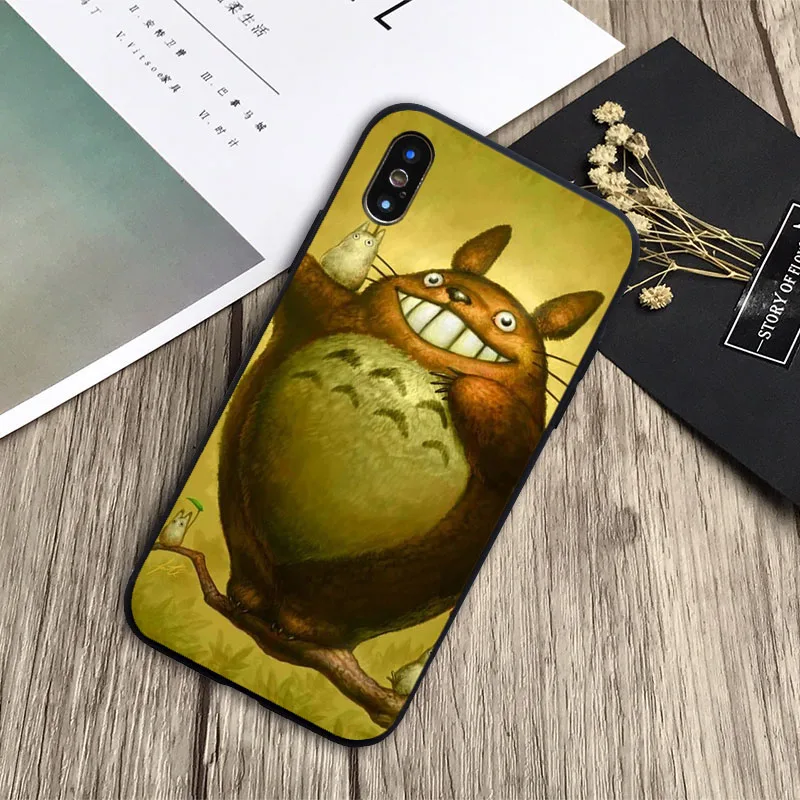 Мой сосед доставляет Тоторо из аниме чехол черный для телефона iPhone 6 6plus 7 8plus 5 5S SE X