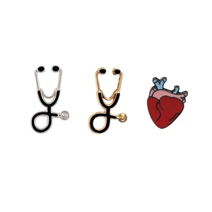 Брошь на булавке в виде органа, медицинского стетоскопа, сердечного зуба, мозга, глаза, Значки для врача, медсестры, украшения для стоматологов, эмалированная булавка на воротник