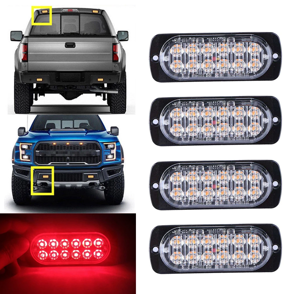 4x красный 12LED мигающий восстановления стробоскоп Автомобильный аварийный