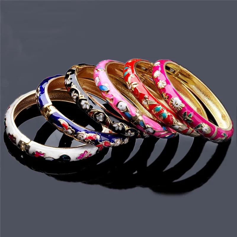 Китайские ремесла перегородчатая эмаль браслет очаровательные элегантные