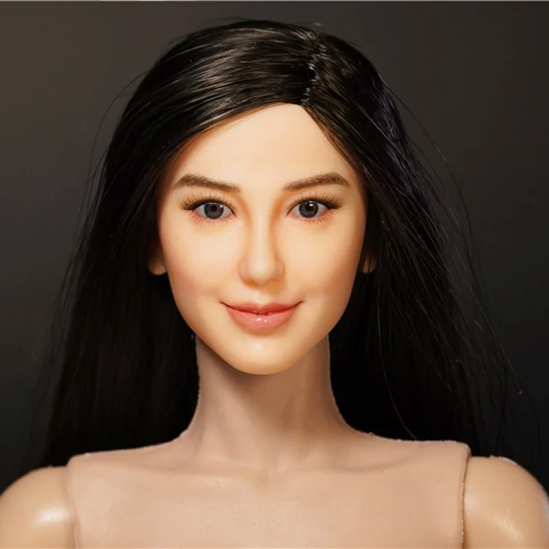 Масштаб 1/6 женская голова Лепка азиатская красота Angelababy lack прямые/коричневые