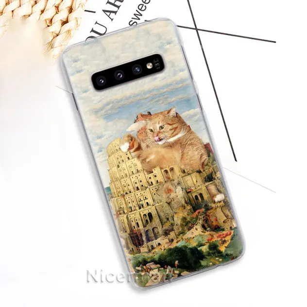 08 Чехол для телефона samsung Galaxy S10e S10 S8 S9 Plus S6 S7 Edge A40 A50 A70 M20, Забавный чехол с рисунком кота, красочная милая твердая обложка - Цвет: 08