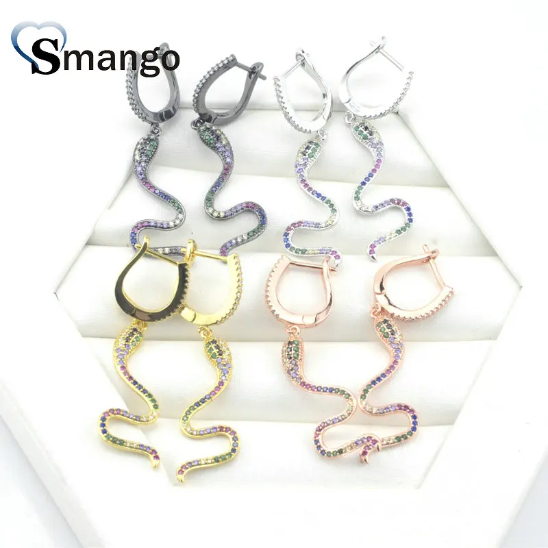 3 пары серия радуги женские модные серьги в форме змеи. 4 цвета можно смешивать