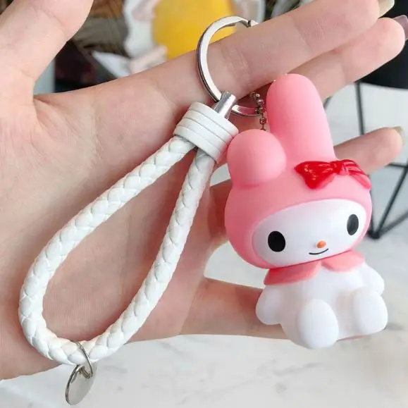 1 шт. креативный My Melody ПВХ брелок для ключей маленькая кукольная сумка для ключей кулоны веревка брелок мини аниме мультфильм девочка игрушка, фигурка куклы