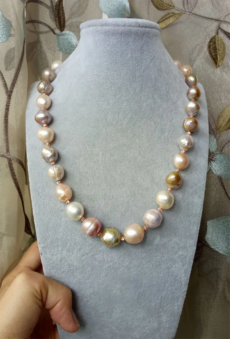 

freshwater pearl white/pink purple near round baroque edison10-13 mm necklace 18inch wholesale beads nature FPPJ woman 2019