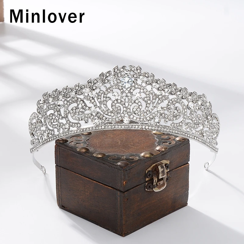 Женские свадебные диадемы Minlover серебристая Корона со стразами головная повязка