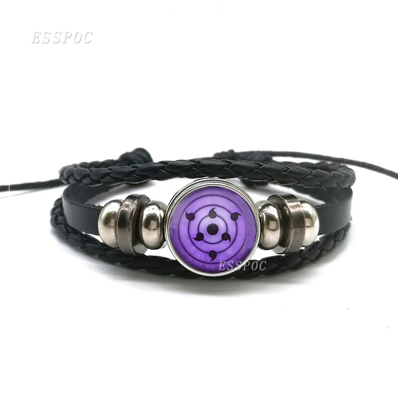 Браслет Sharingan Eye Аниме Наруто плетеный кожаный браслет Наруто Саске Учиха Клан Риннеган тайчи Какаши Косплей ювелирные изделия - Окраска металла: as show
