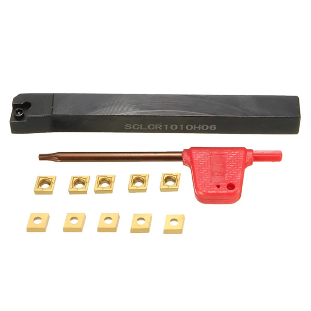 12Pcs 100mm SCLCR1010H06 Lathe Turning Tool Holder CCMT0602 Carbide Inserts Set NEW | Инструменты