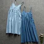 Женское хлопковое мини-платье, с высокой талией, на тонких бретелях, на лето, U548