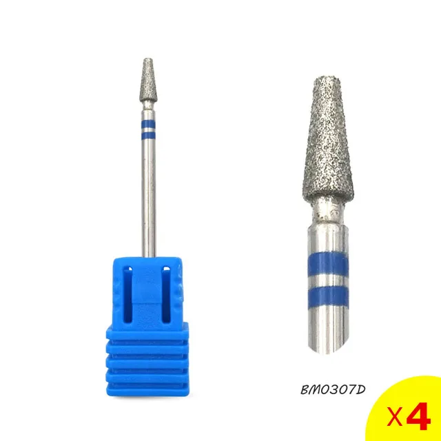 BM0307D HYTOOS 4 шт. алмазное сверло для ногтей 3/3" роторное сверло для удаления кутикулы, чистящие сверла для маникюра, аксессуары для маникюра, резак для ногтей - Цвет: BM0307D