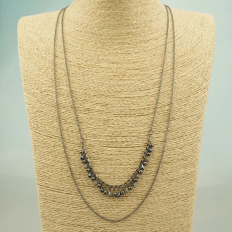 Цепочки и ожерелья-Европа США Простые Ретро Богемия двойной Стекло жемчуг