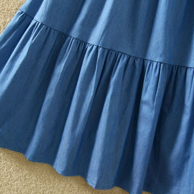 Женская джинсовая юбка с высокой талией однотонная трапециевидная средней длины