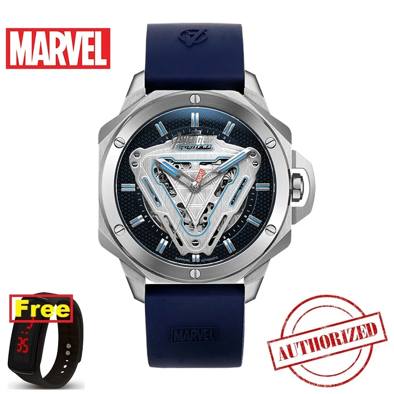 Официальные оригинальные автоматические механические часы от disney Marvel, Железный человек, полый кожаный ремешок, нержавеющая сталь, ограниченная версия - Цвет: SLQ